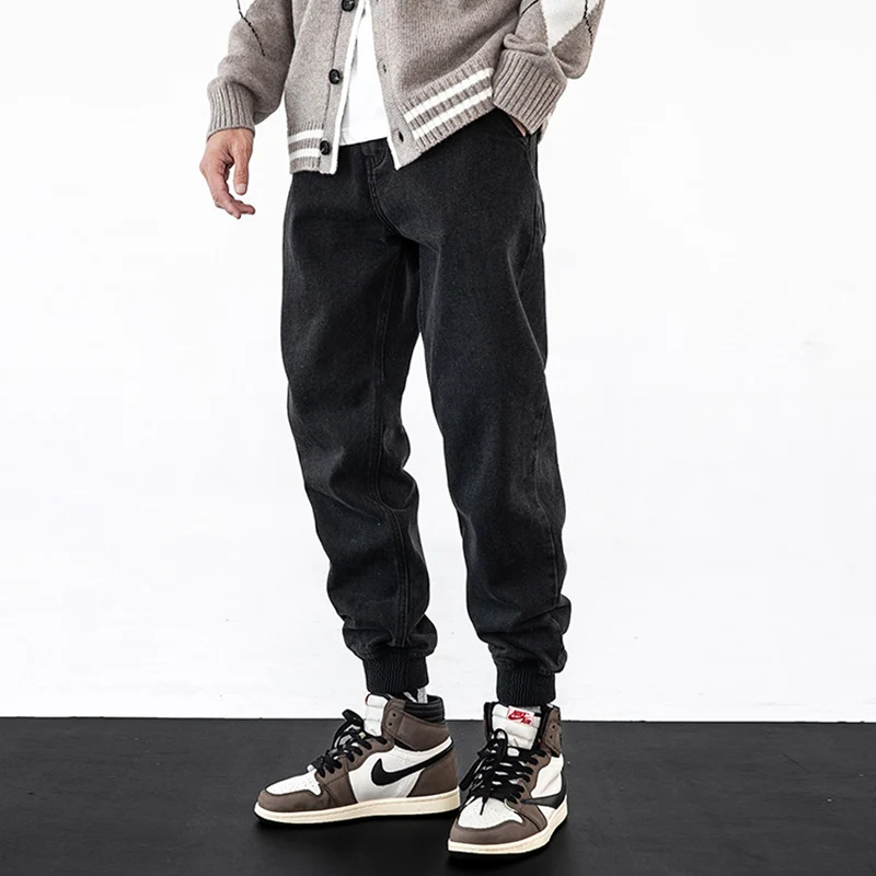Japanese Vintage Fashion Men Jeans Loose Fit Casual Denim Cargo Pants Wide Leg Harem Trousers Street Hip Hop Joggers Jeans Men
