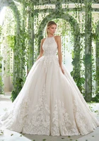 high quality lace ball gown wedding dress custom made sleeveless bridal gown