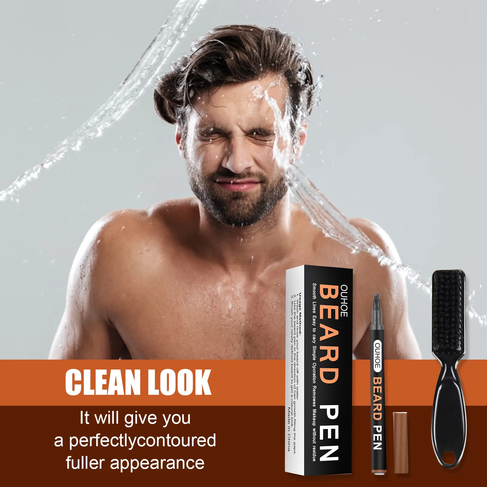 

Carton Pack Four-pronged Beard Pen Beard Filling Pen And Beard Brush 3ml