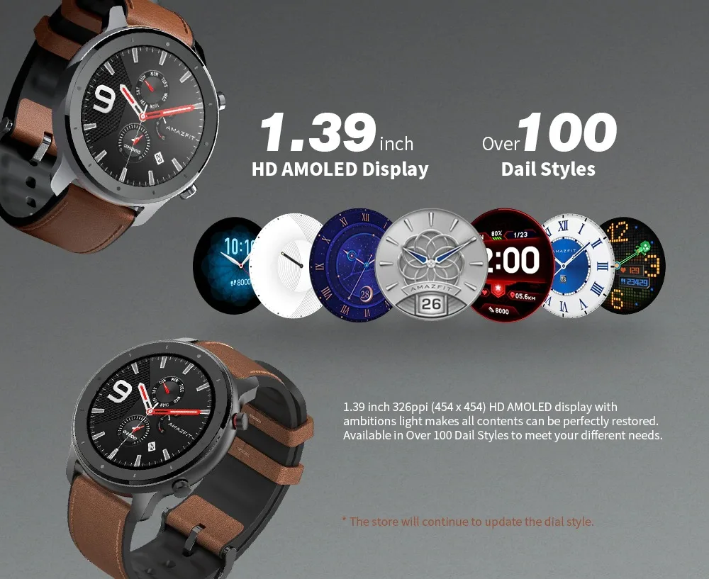 Strava Amazfit GTR 47 мм gps Смарт-часы 50 атм Водонепроницаемый AMOLED экран 24 дня в режиме ожидания компас фитнес-трекер спортивные умные часы