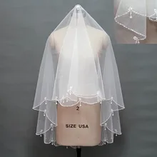 Off White 1 5 м свадебная фата собор уровня падение Фата невесты Бисер