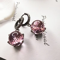 12mm shiny pink crystal dangle earring beautiful sweet jewellery clip drop earrings for women