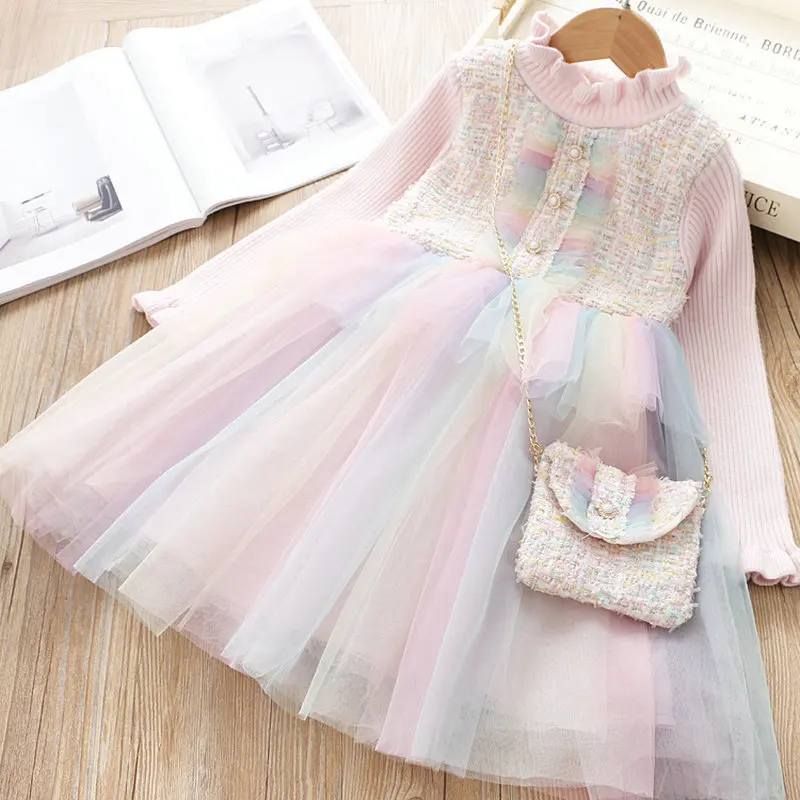 

MANBOY 2020 winter girls new design sweater princess dress girls fashion dress girls clothes