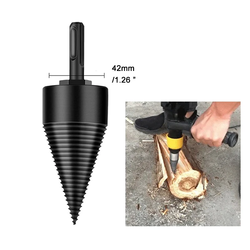 

32mm/42mm HSS Firewood Splitter Drill Bit Round/Hex/Triangle Shank Wood Split Cone Drill Bit Woodworking Tools