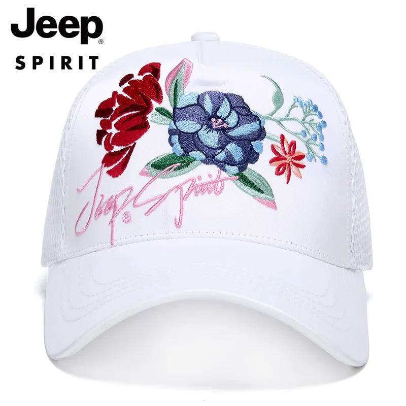 

2021-jeep summer authentic hat ladies embroidered flowers mesh baseball cap Cap Dad truck driver hat