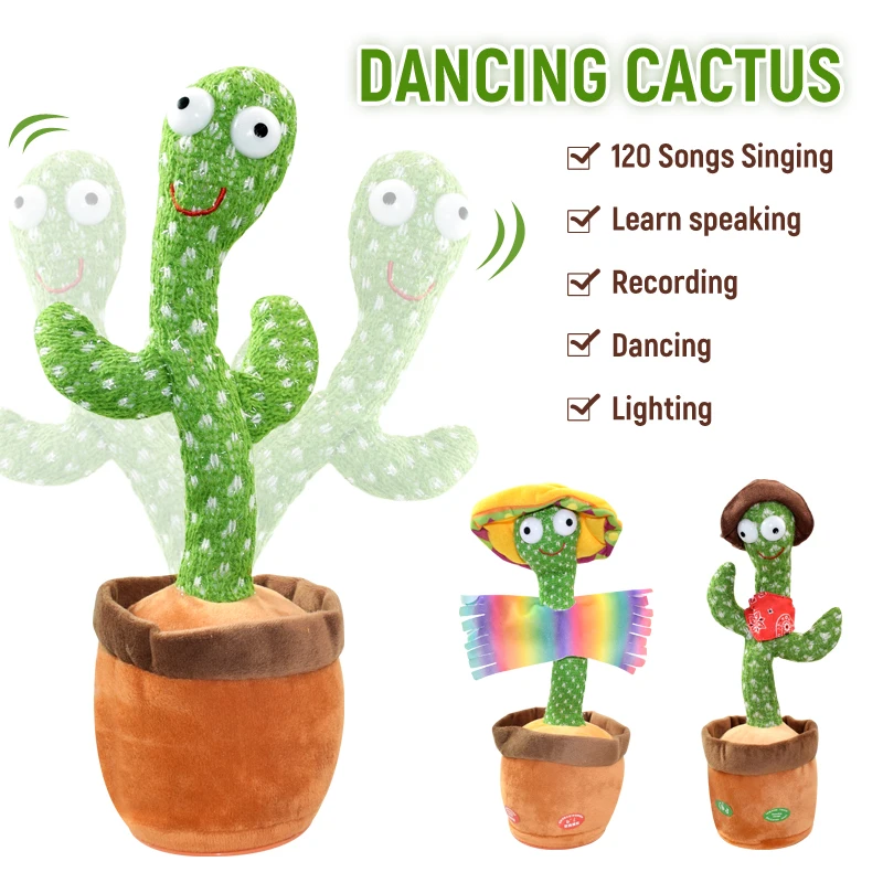 

Lovely Dancing Cactus Singing Dancing Talking Recording Luminous Kawaii Cactus Plush Toy Kids Educational Toy Decoration Gifts