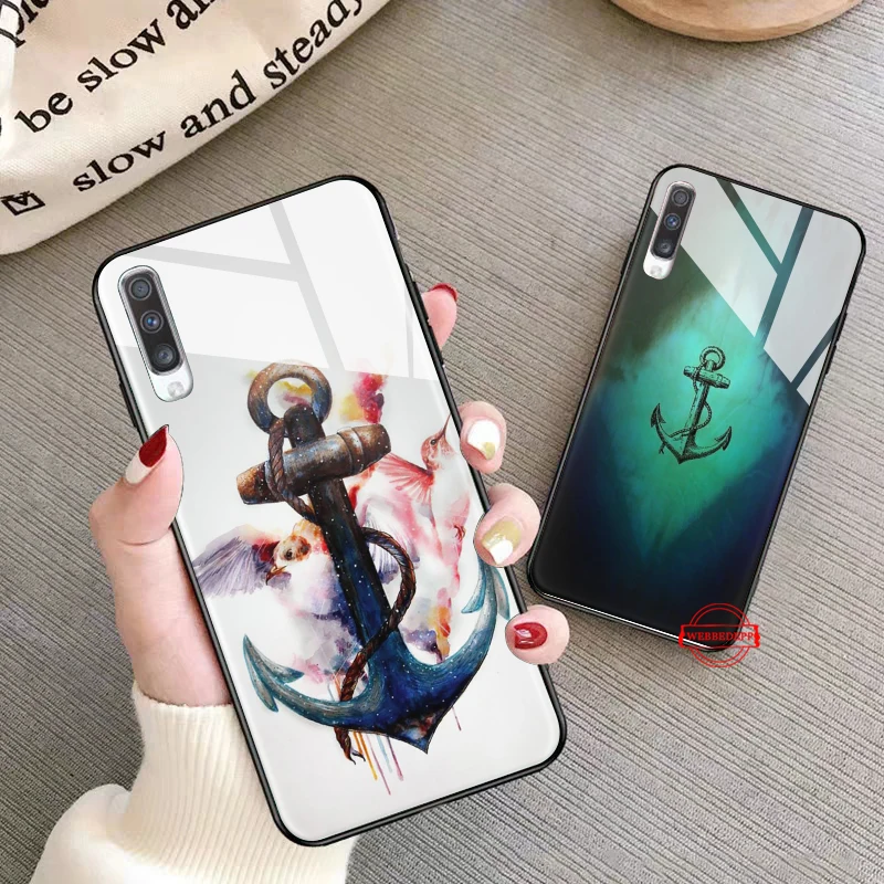 

Nautical Tattoo Glass Case for Samsung S7 Edge S8 S9 S10 Plus A10 A20 A30 A40 A50 A60 A70 Note 8 9 10