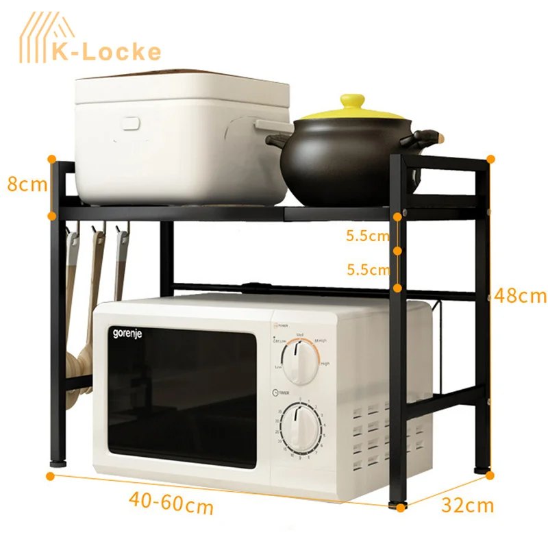 

High Storage Capacity Retractable Microwave Oven Rack Strong Load Bearing Kitchen Cabinet Tableware Storage Shelf Organizer