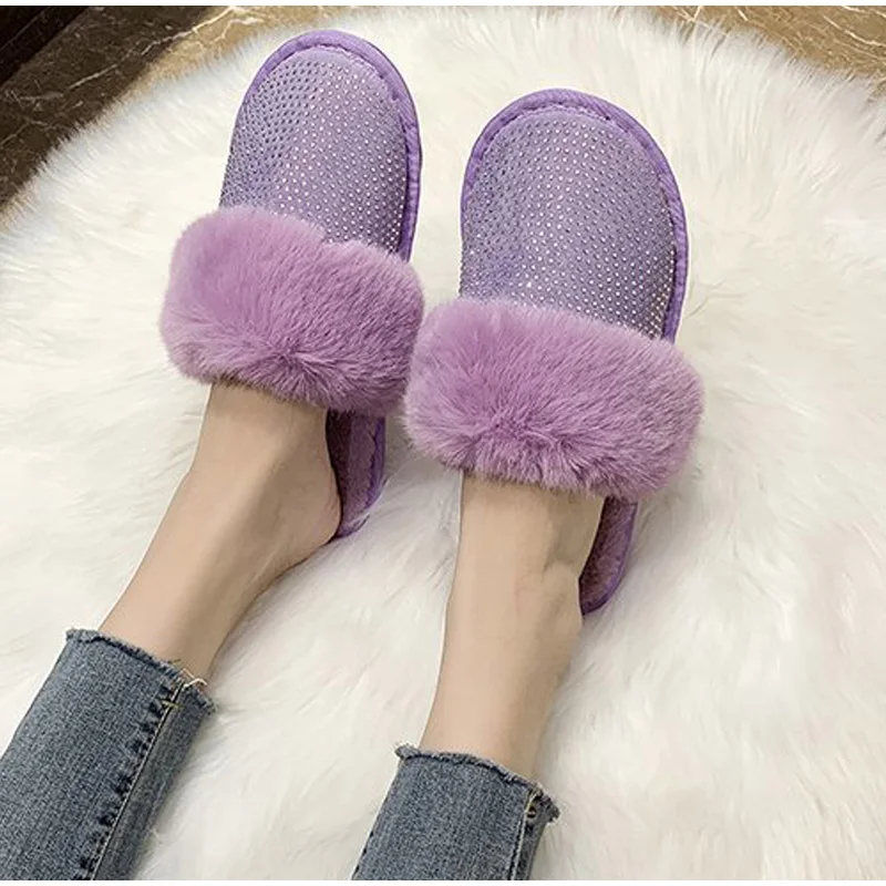 

Women's Slippers Winter Warm Plush Home Slipper Women Slip On Bling House Shoes Ladies Casual Female Slipper 2021 New Slides
