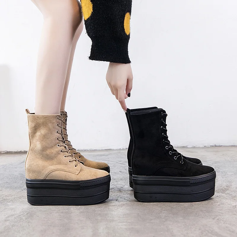 SWYIVY из микрофибры для увеличения роста Женская зимняя обувь до середины икры 2019