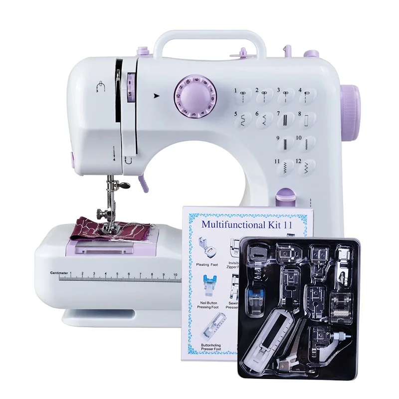 

Multifunction Mini Sewing Machine 505A 12 Stitches Replaceable + 11pc Presser Foot Power Supply LED Light Sewing classes