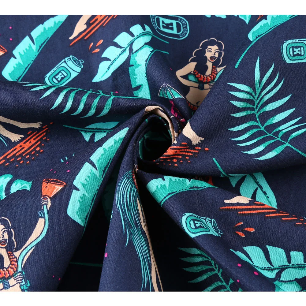 Женская короткая юбка с высокой талией винтажная из 100% хлопка и принтом листьев в