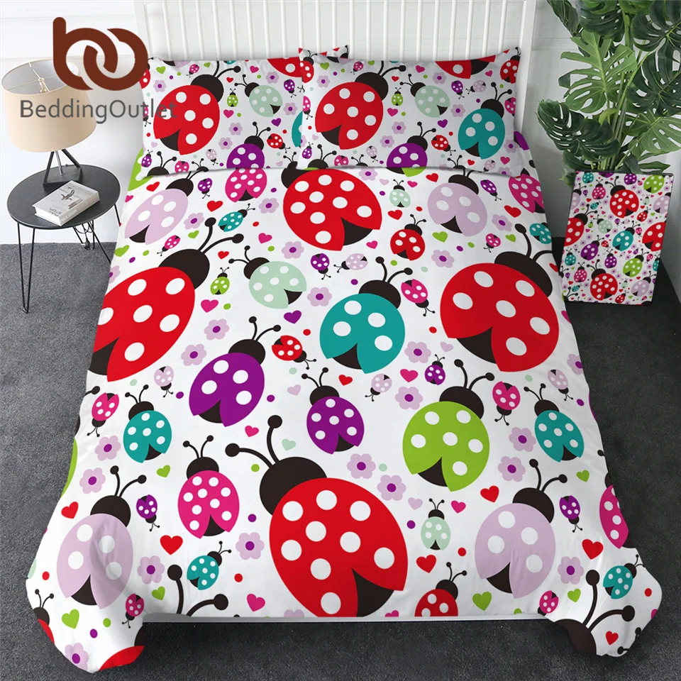 Colorful Insect Comforter Cover Polka Dot Bedclothes Floral Cartoon Bed Sets Drop Ship