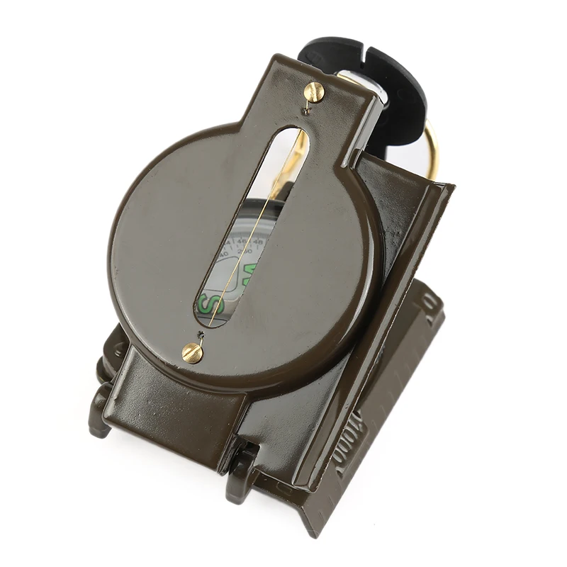 

1Pcs Outdoor Compass Army Green Portable Lens Compass Camping Hiking Compass Military Multifunction Kit Damping Dial