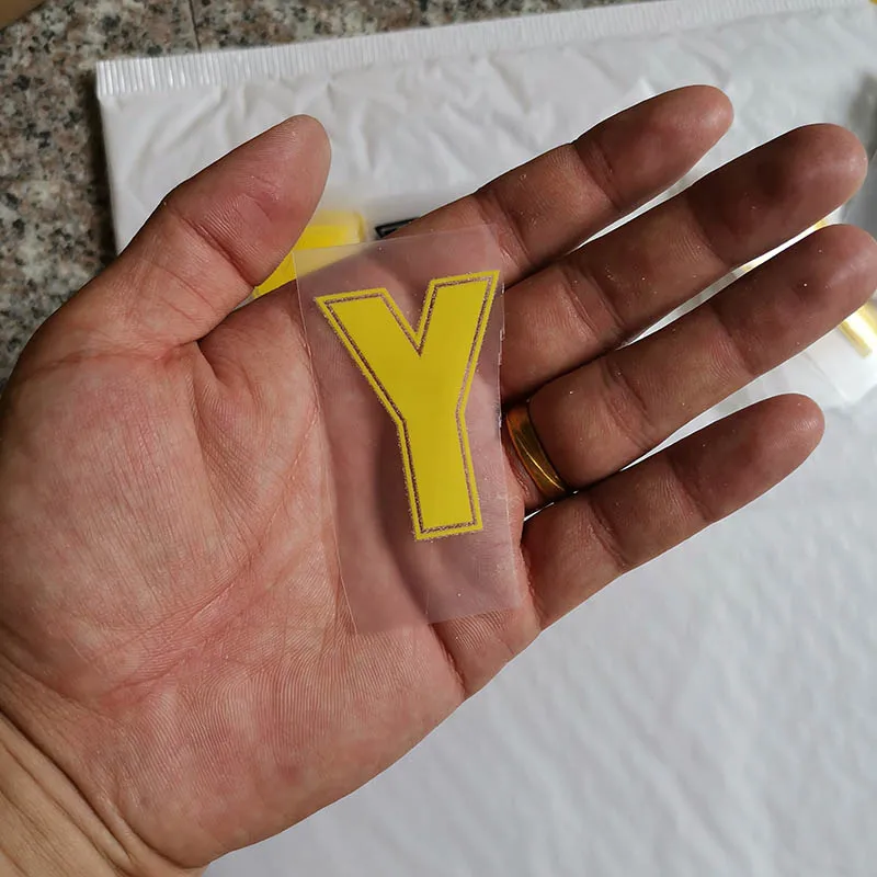 5cm-Y 5 см желтый цвет буквы A-Z термонаклейки название Спортивная тканевая наклейка Горячая теплопередача DIY термоклейкие для одежды сумка обувь - Цвет: 5cm-Y