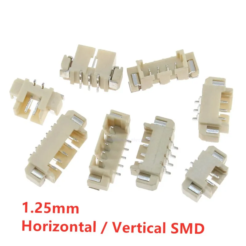 10PCS 1.25mm Connector Horizontal SMD Vertical/right Angle Type Male JST Socket Connector 2/3/4/5/6/7/8/9/10/12P