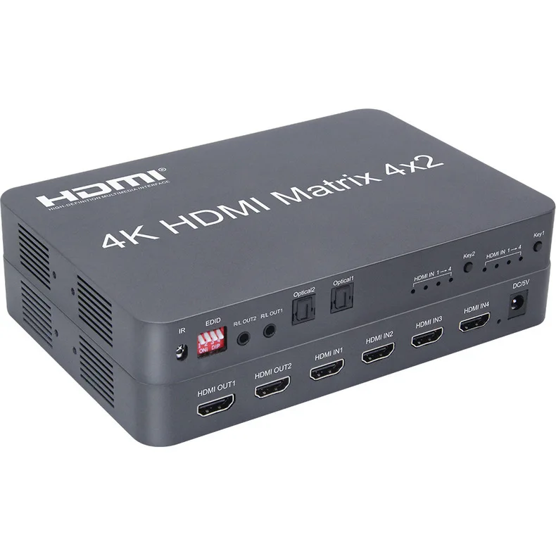 

4K HDMI Matrix 4x2 HDR HDMI Switch Splitter 4 in 2 out Optical SPDIF 3.5mm jack Audio Extractor HDMI Switcher For PS3 PS4 HDTV