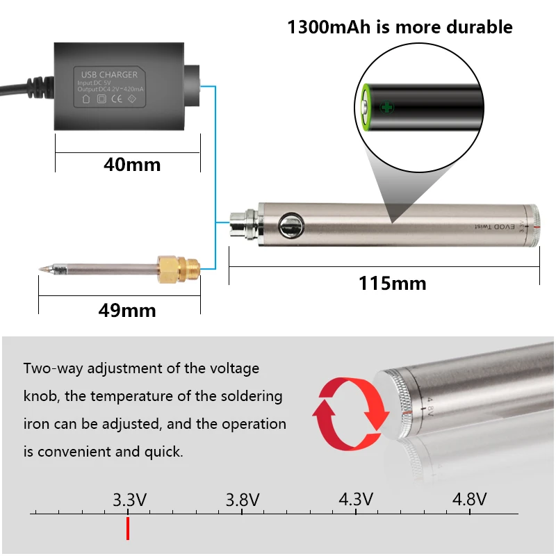 Металлический USB паяльник для подключения к 5V 8 W Беспроводной зарядки Мини