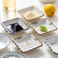 1pcsset cute mini quartet shaped pigments ceramics soy dish sauce vinegar jam dishes kitchen small plate set tableware gifts