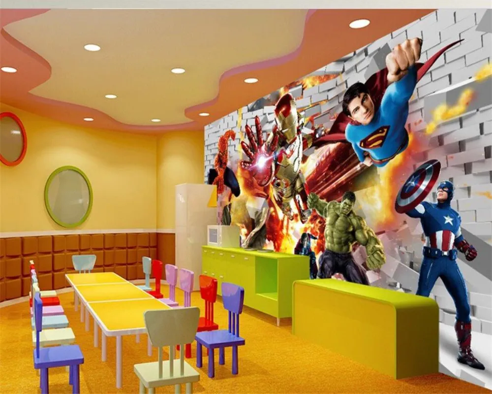 Пользовательский 3D мультфильм детская комната мальчик спальня обои фон
