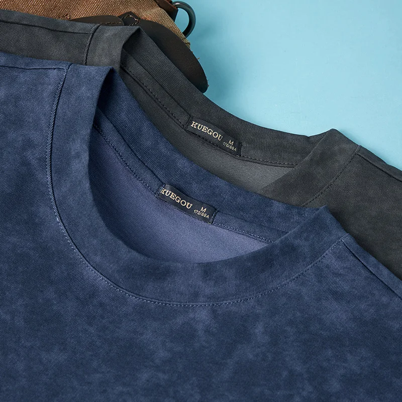 Мужская Винтажная Футболка KUEGOU черная футболка в стиле ретро выполненная из 2021