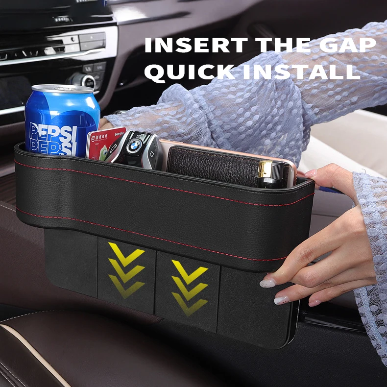 

Car Seat Gap Storage Box Cup Holder Organizer PU Leather Car Sundries Phone Multifunctional Auto Seat Seam Storage Holder