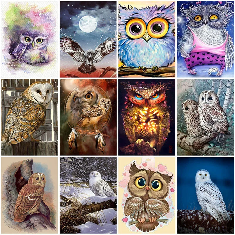 Cartoon Owl DIY 5D Diamond Painting Full Round Drill Cross Stitch Animals Embroidery Rhinestones Mosaic Home Decoration | Дом и сад