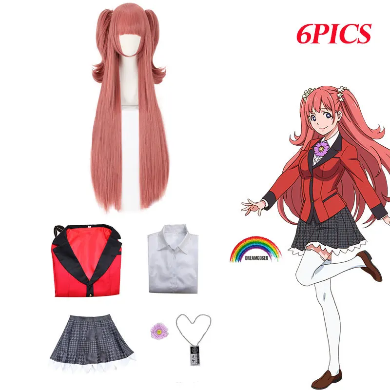 6 предм аниме юмеми Yumemite Kakegurui парик костюм Play Искусственные парики костюмы на