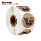 500 шт. круглых стикеров, спасибо за ваш заказ, наклейки золотистые, рулоны сердечек, спасибо за покупки, маленький магазин, местные стикеры ручной работы