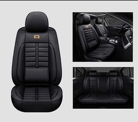 Новые кожаные чехлы для сидений автомобиля kia Rio 3 4 Sorento 2005 2007 2011 2013 soul spectra styling - Название цвета: black standard