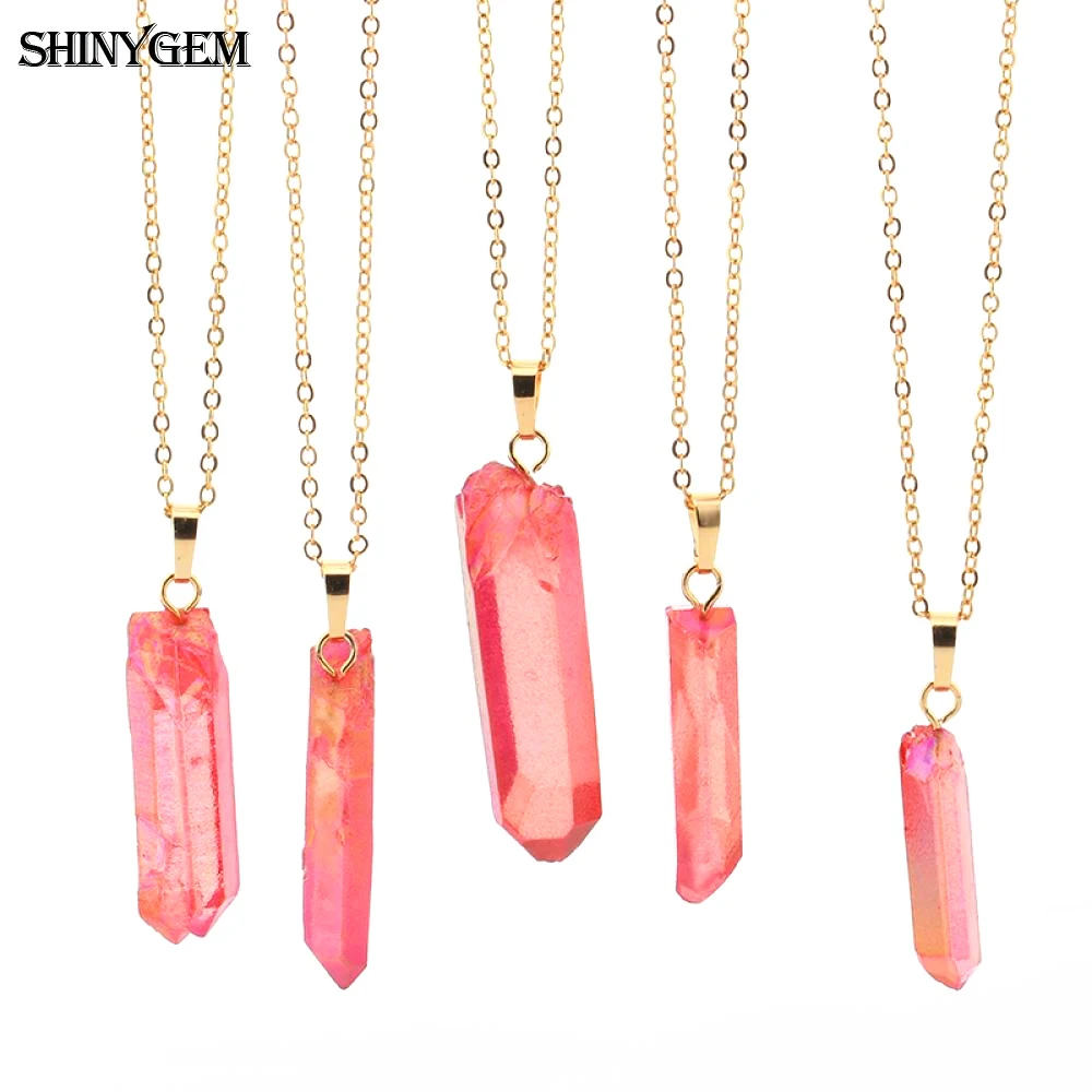 Ожерелья подвески ShinyGem 5 шт. с необычным натуральным кристаллом радужная чакра
