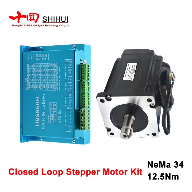 

Nema 34 12.5N.m Closed Loop Stepper Motor Kit Hybird Servo Driver HB860H HBS860H + 86HB250-156B 86 2 Phase Stepper Motor