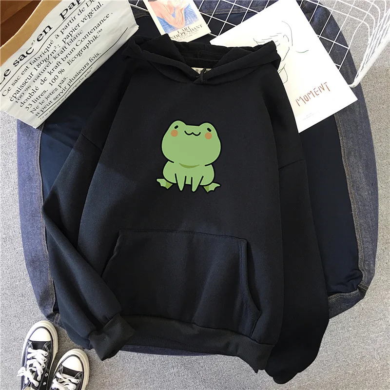 

Frog Hoodie Vintage Harajuku Women's Winter Hoodies Kawaii Cute Casual Winter Streetwear Oversize Top Woman Loose Sweatshirts