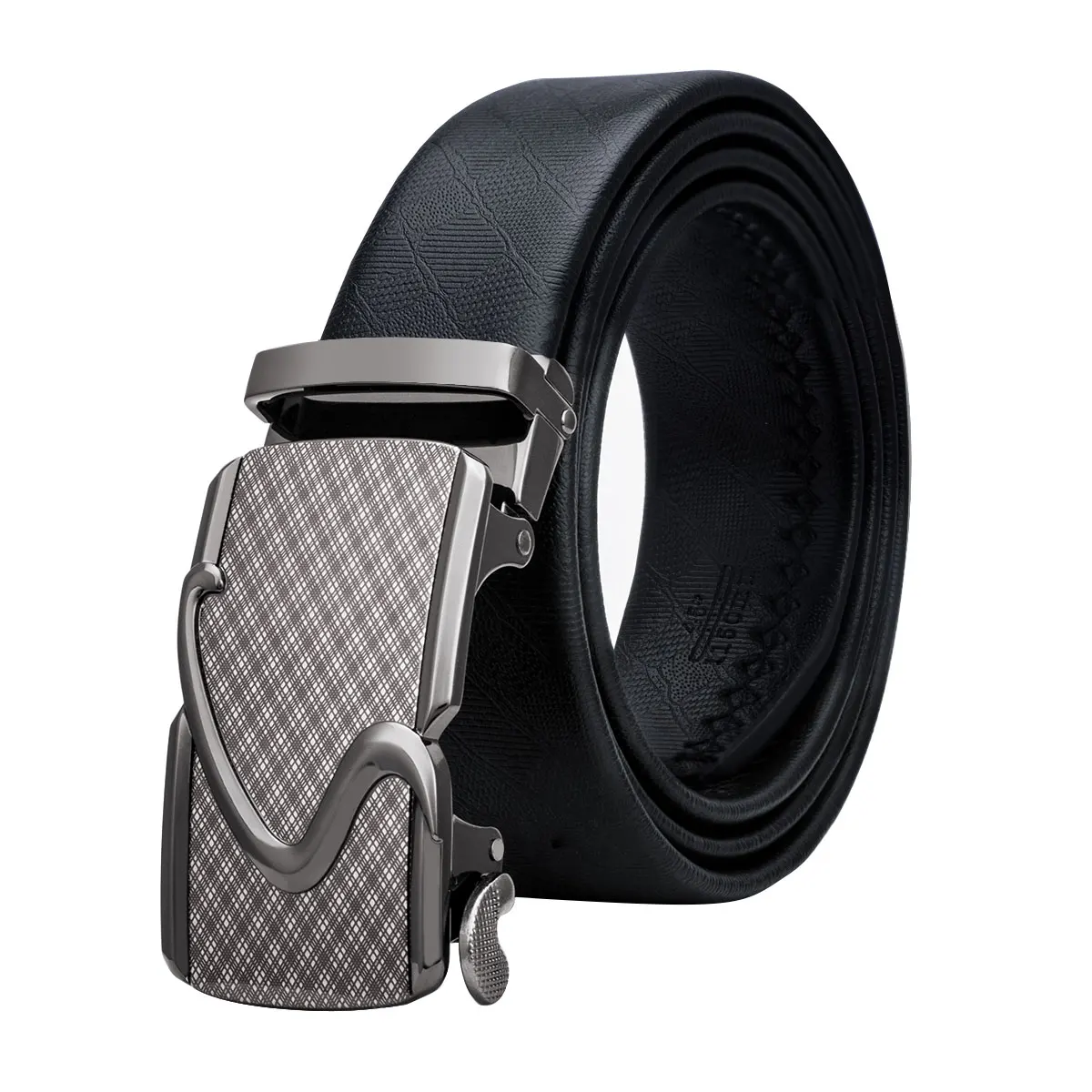 Брендовый мужской ремень с серебряной автоматической пряжкой деловой из