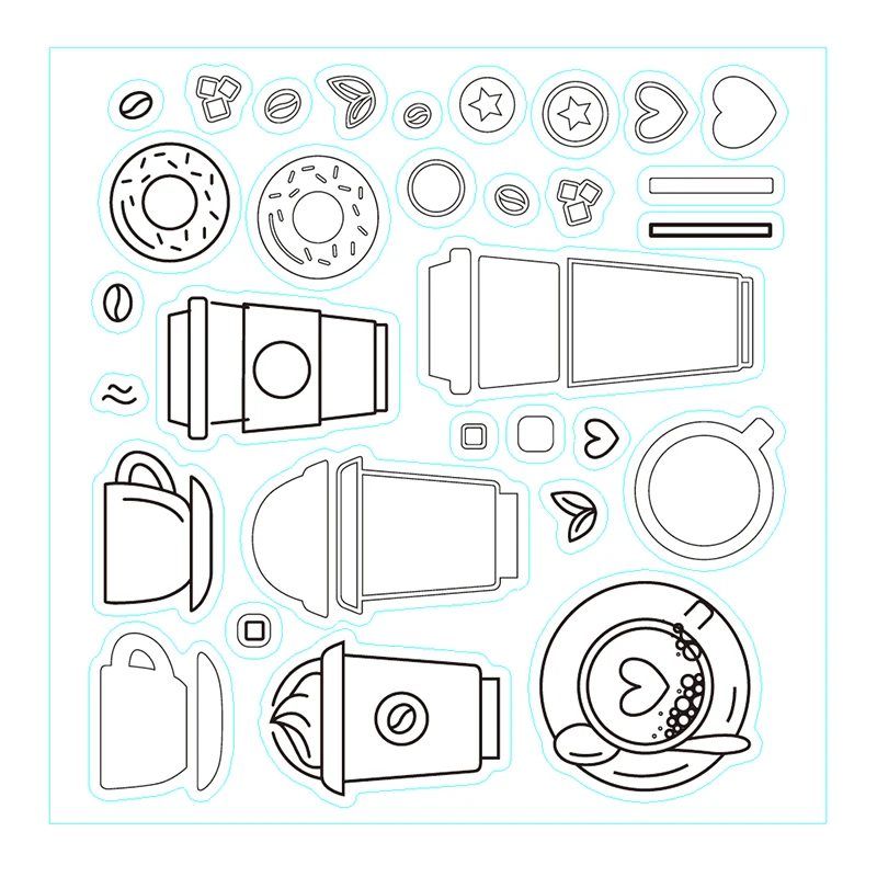 Fun Coffee Cups Clear Stamps Afternoon Tea Donut Scrapbooking Stamp Journal Notebook | Дом и сад