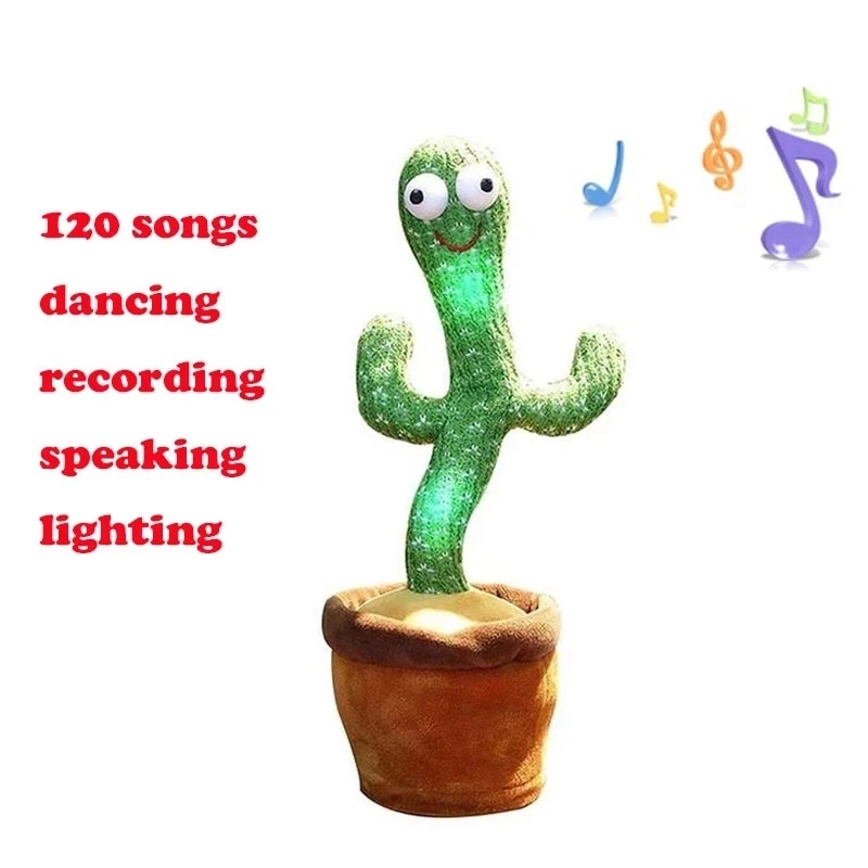 

Lovely Talking Toy Electric Singing 120 Songs Dancing Cactus Doll Speak Talk Sound Record Repeat USB Charging Shake Plush Toy