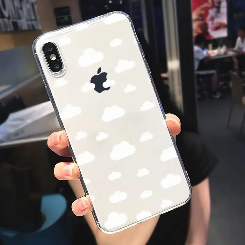 

Cartoon clouds Phone Case Transparent for iPhone 6 7 8 11 12 s mini pro X XS XR MAX Plus