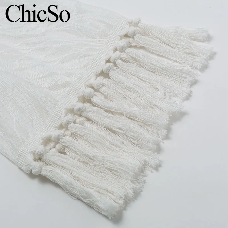 MissyChilli винтажное Сетчатое белое платье с вышивкой и кисточками женское