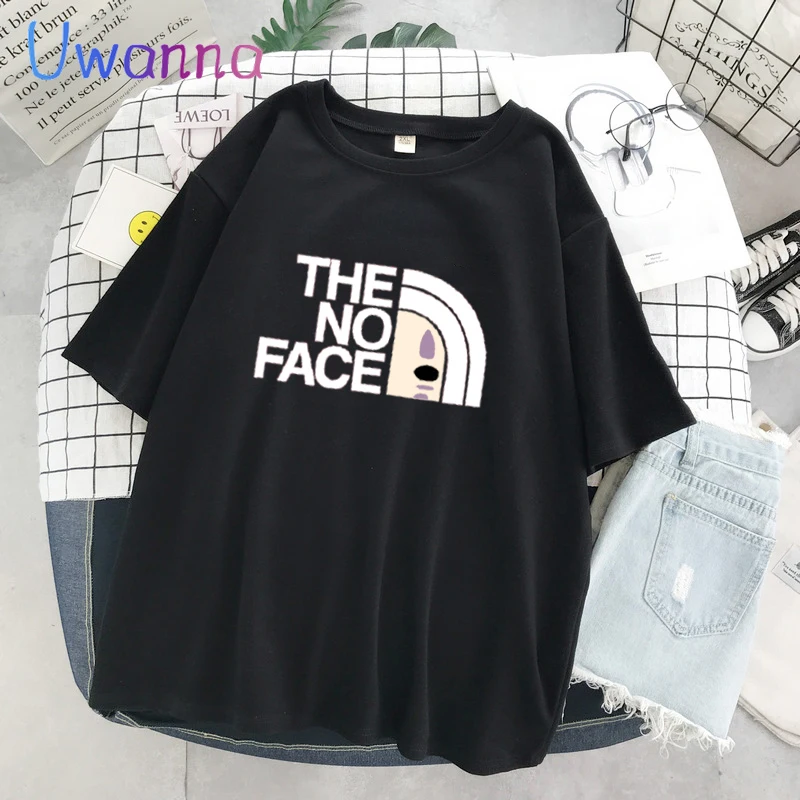 T-shirt Y2k tops Clothes Harajuku The No Face Tshirt For Women  spirited away Korean Fashion Goth Anime Graphic t shirt