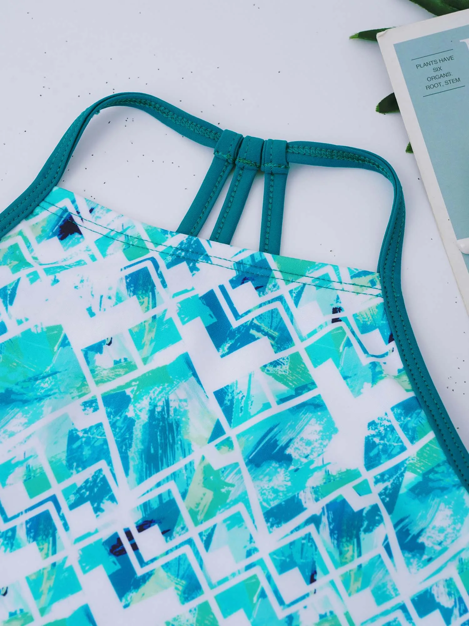 2 шт. детские пляжные костюмы с открытой спиной и геометрическим принтом | Детская