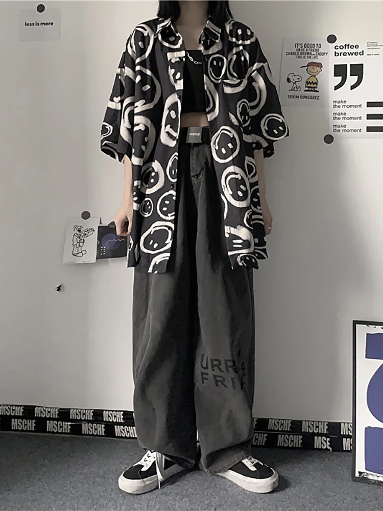 Блузка с принтом Fitshinling в готическом стиле Свободный кардиган гранж панк летняя