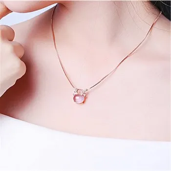 

Korean Small Antler Necklace Female Collarbone Chain Silver Natural Crystal Sweet Fashion Personality Pendant Sen Simple JDZ197