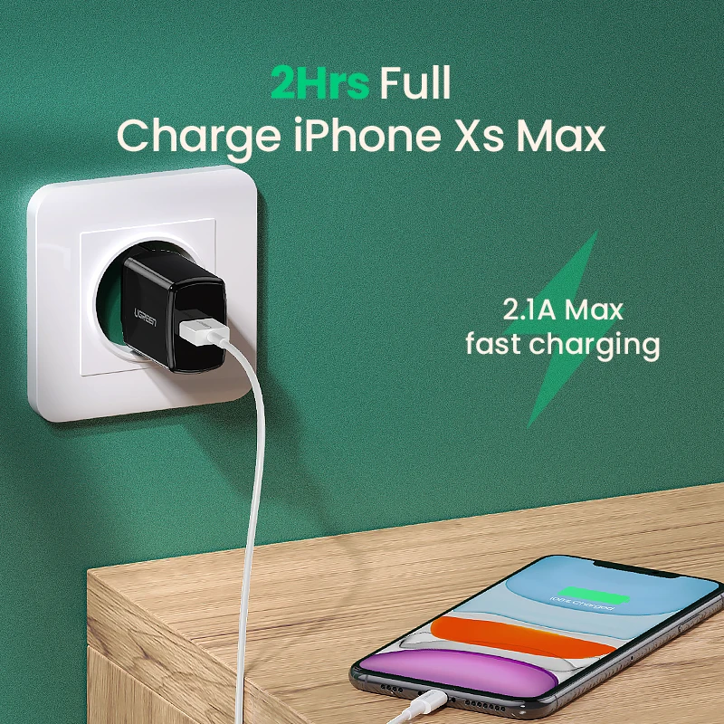 ugreen 5v 2 1a usb charger for iphone 13 12 pro max x 8 fast wall charger eu adapter for samsung s21 xiaomi redmi phone charger free global shipping