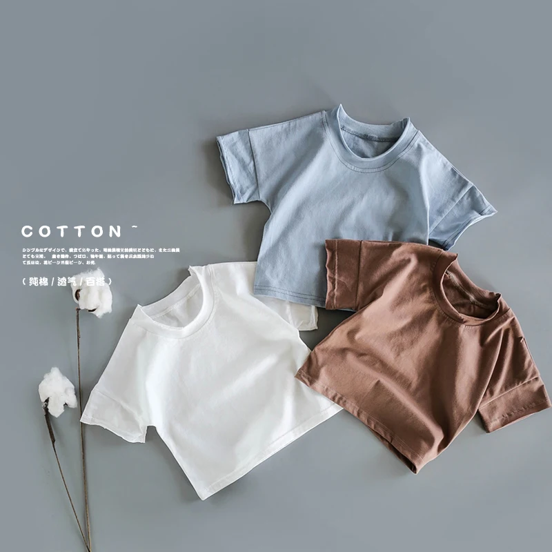 Детская летняя футболка из мягкого хлопка с коротким рукавом и принтом фруктов