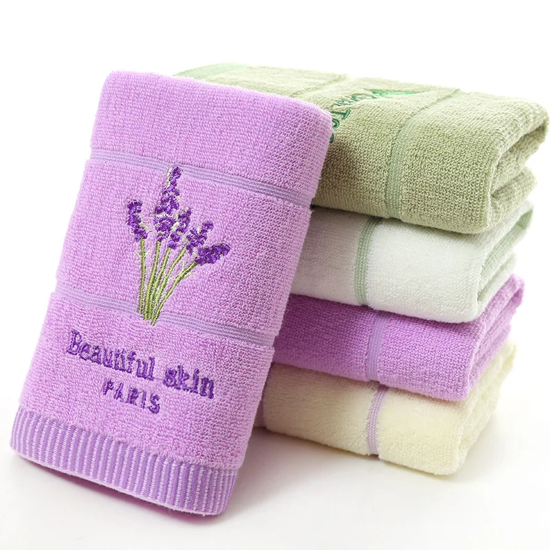 Quality Cotton Plain Embroidered Lavender Green Tea Fragrance Towel Soft Terry Dyed | Дом и сад