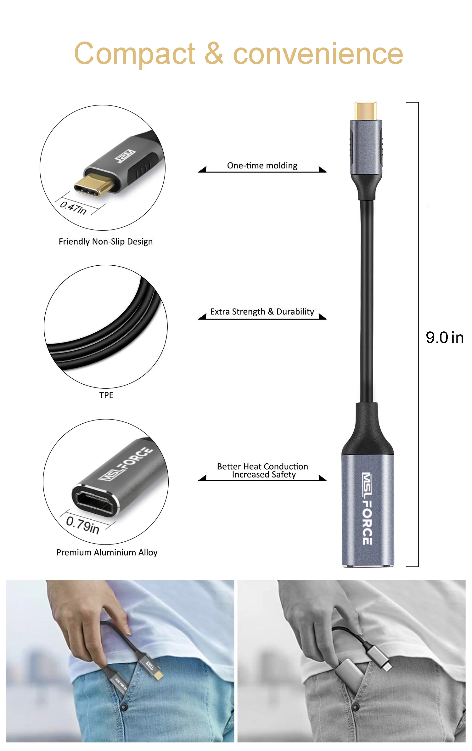 MSL Тип C к HDMI адаптер USB 3,1 USB-C к HDMI адаптер конвертер «Папа-мама» для MacBook huawei Matebook samsung S8