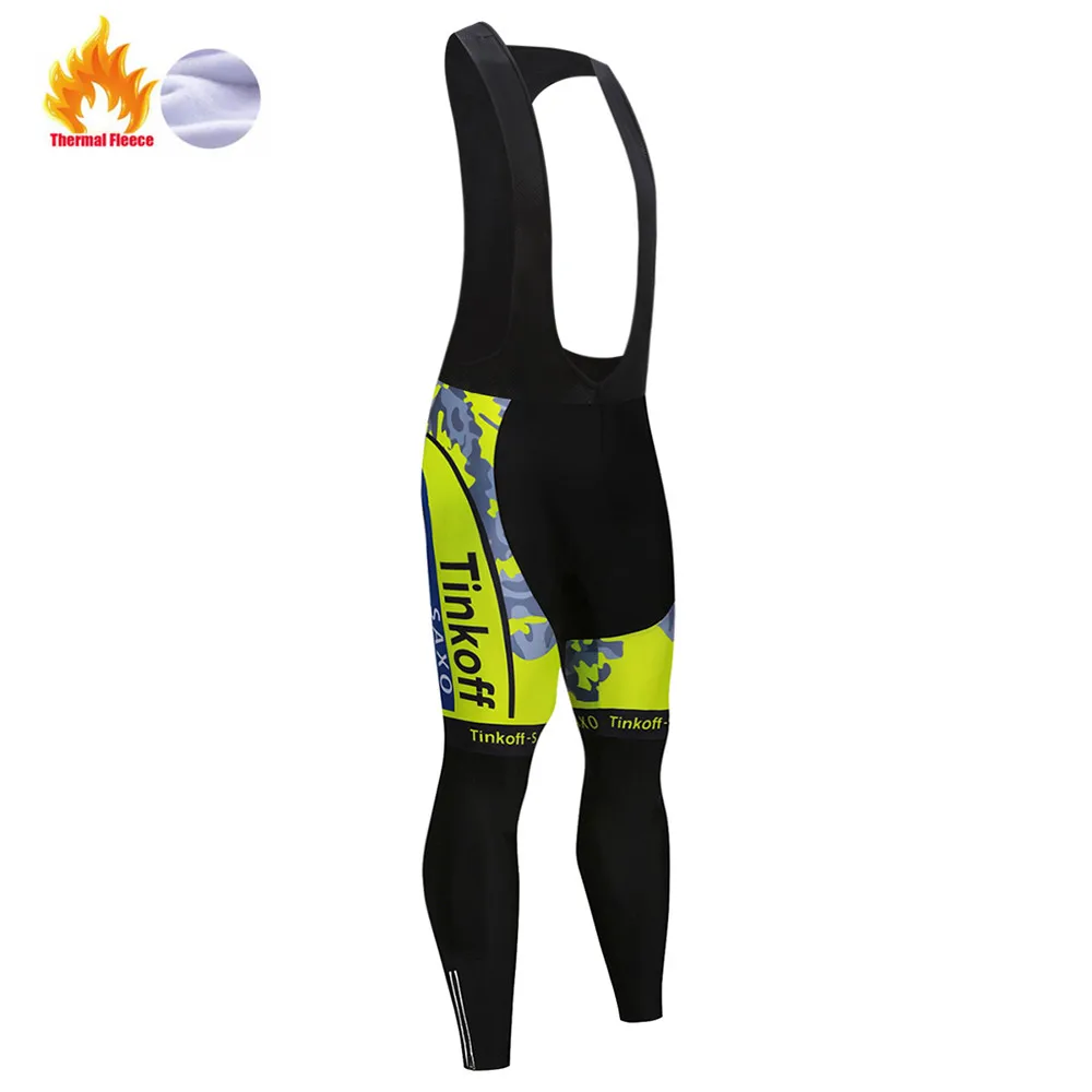 Bib trousers Tinkoff Pro Зимняя Теплая Флисовая велосипедная футболка Ropa Ciclismo Mtb с длинным рукавом мужская велосипедная Одежда Майо теплое пальто - Цвет: Bib trousers
