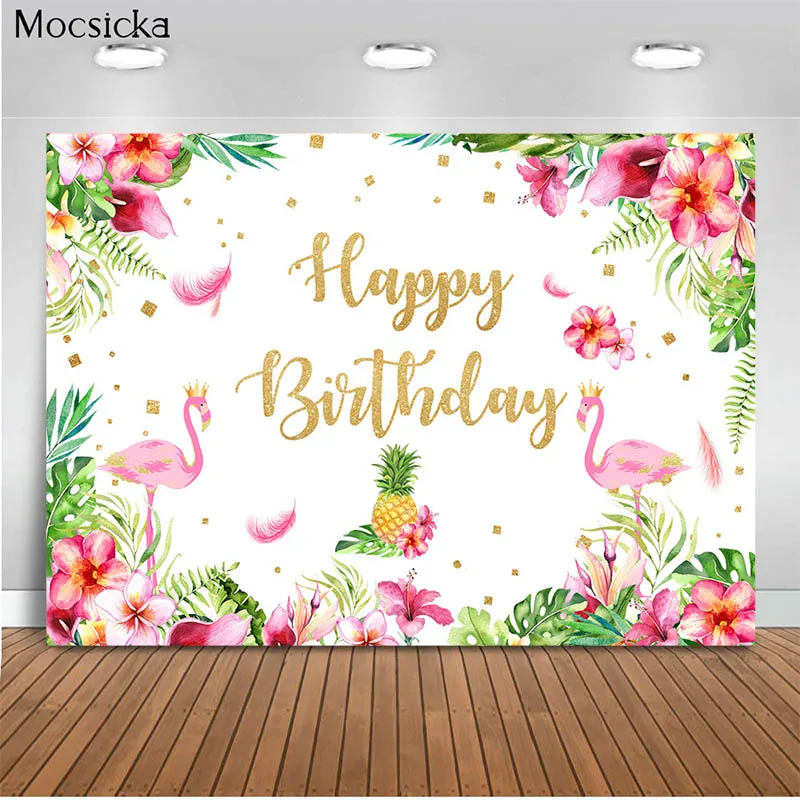 

Mocsicka Birthday Party Background Jungle Flamingo Decoration Style Baby Shower Photo Background Photography Studio