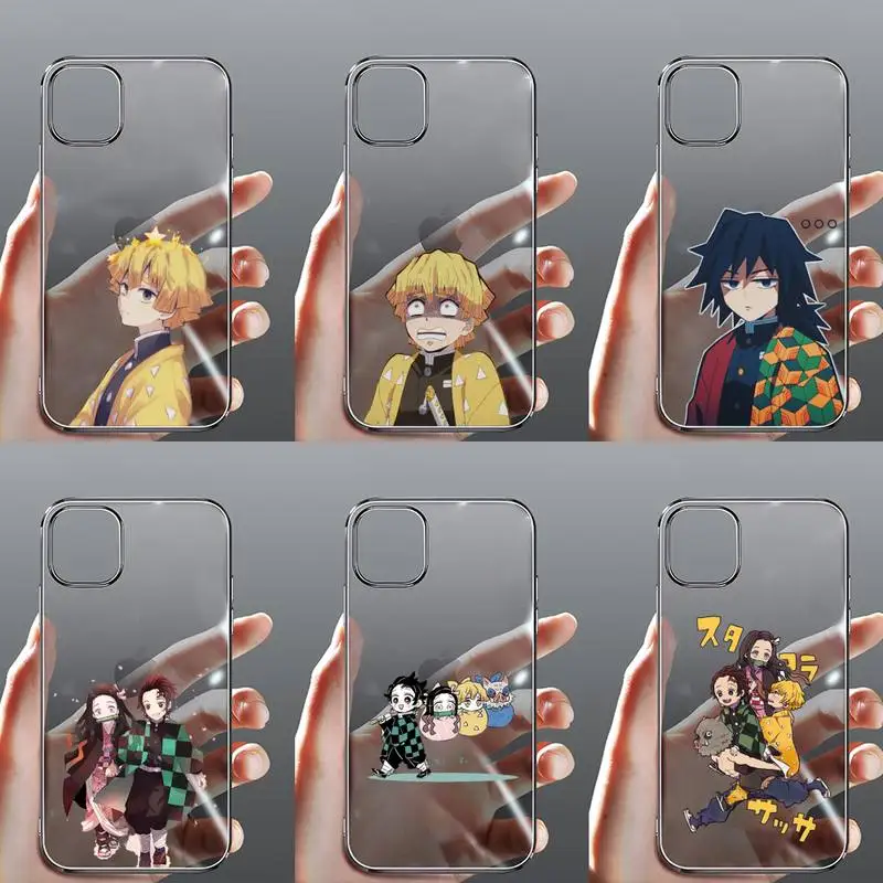 

Demon Slayer Kimetsu No Yaiba Phone Case Transparent for iPhone Samsung 11 12 6 7 8 9 30 Pro X Max XR Plus lite