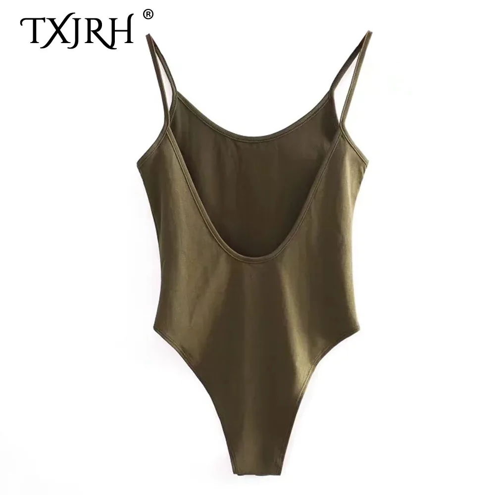 Сексуальный комбинезон с открытой спиной TXJRH боди сиамское тонкий на бретелях